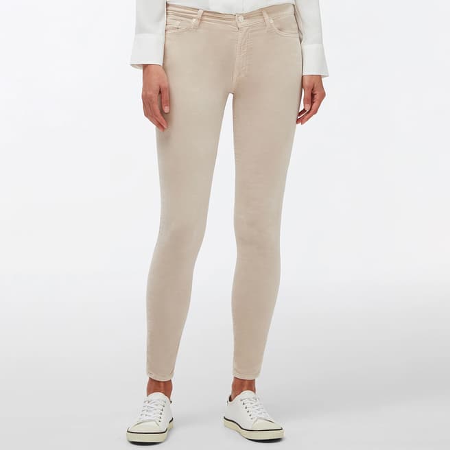 7 For All Mankind Cream High Waisted Skinny Stretch Jeans