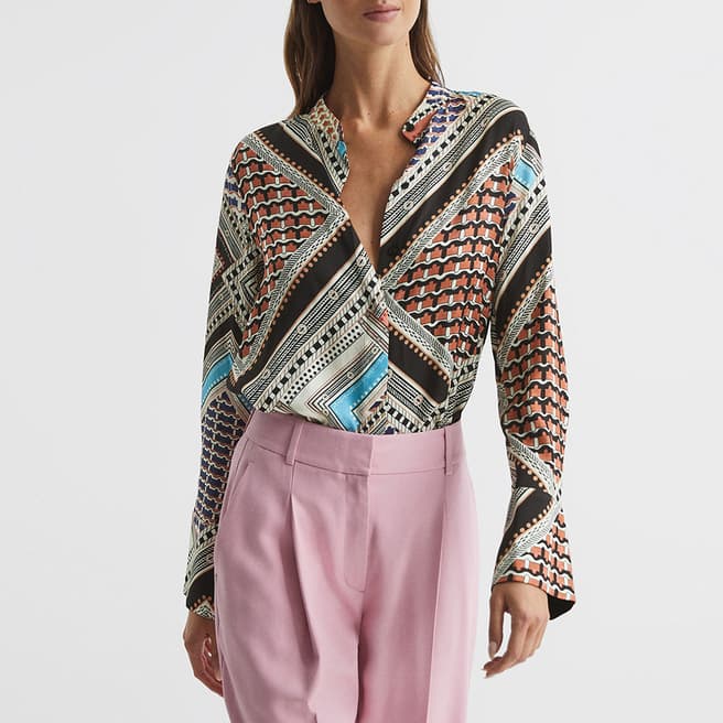 Reiss Pink Everly Scarf Print Shirt