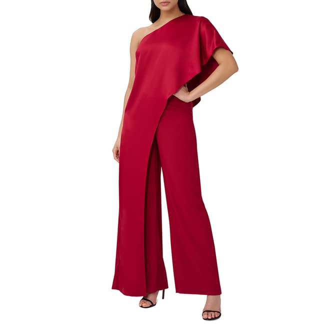 Adrianna Papell Red One Shoulder Jumpsuit