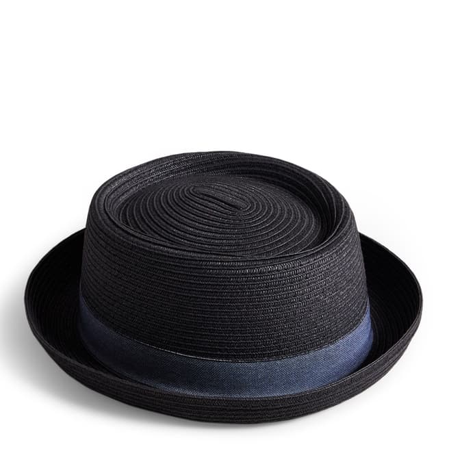 Ted Baker Black Axelly Straw Pork Pie Hat