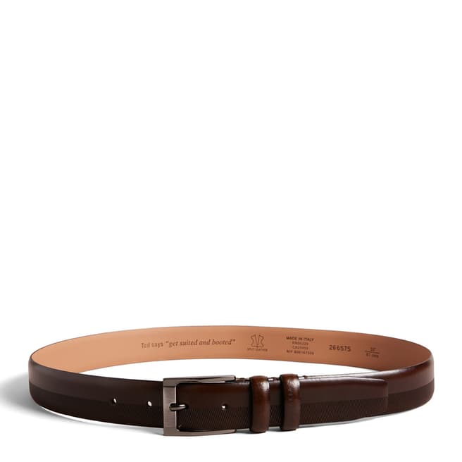 Ted Baker Brown Choc Harvii Etched Leather Belt