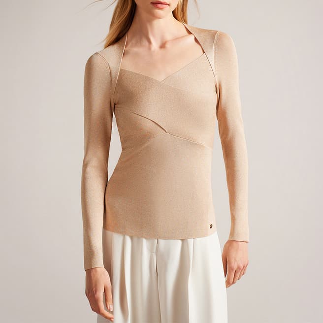 Ted Baker Biege Eloisy Crossover Knit Top