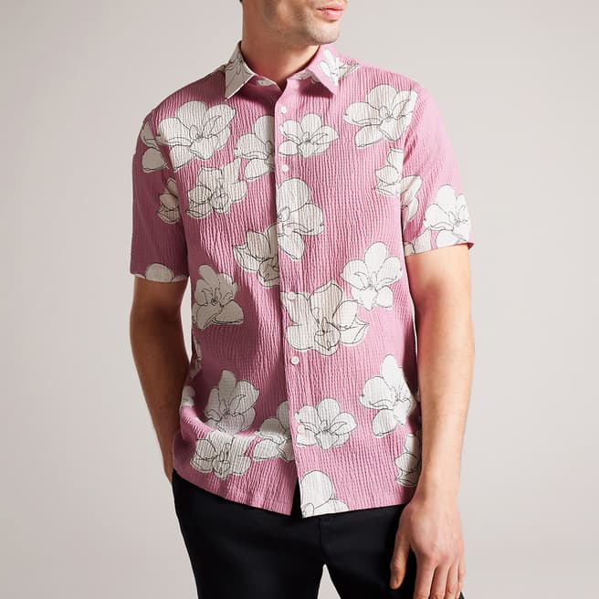 Ted Baker Pink Coving Floral Print Cotton Blend shirt