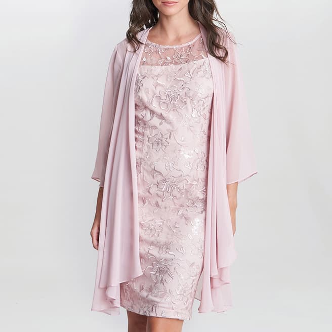 Gina Bacconi Pink Hayley Embroidered Dress