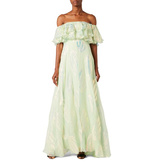 Temperley London Light Jade Clarisse Off The Shoulder Dress