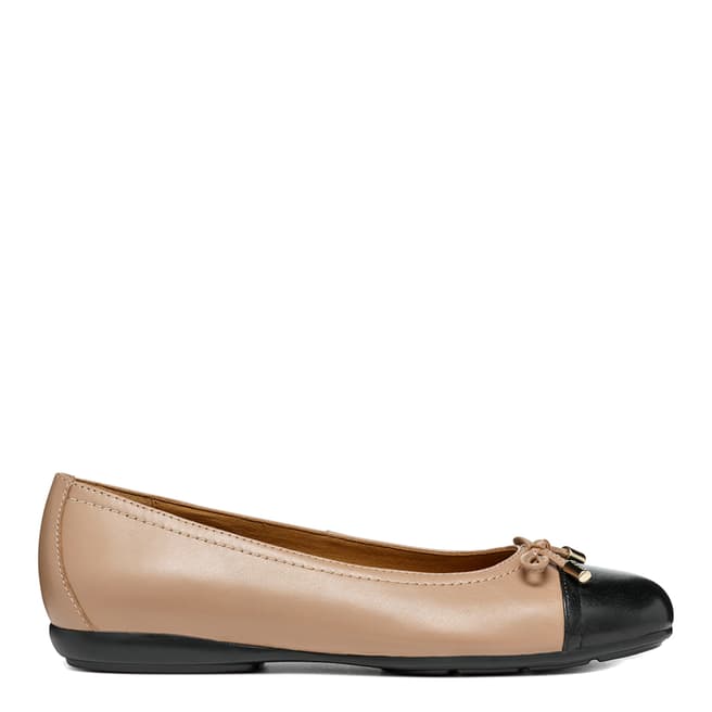 Geox Beige/Black Leather Annytah Ballet Pump