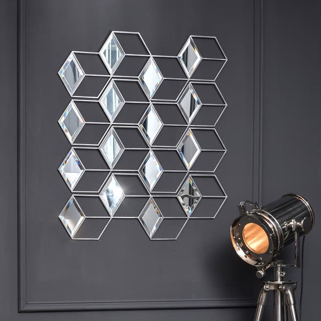 The Libra Company Honeycomb Mirror Set, Brushed Grey