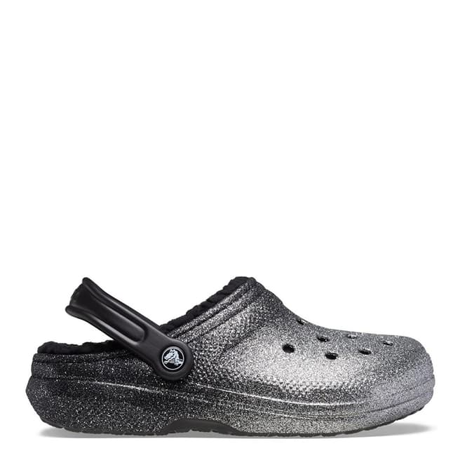 Crocs Unisex Adults Black/Silver Glitter Classic Lined Clog