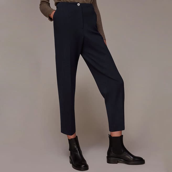 WHISTLES Navy Lila Tapered Ponte Trousers