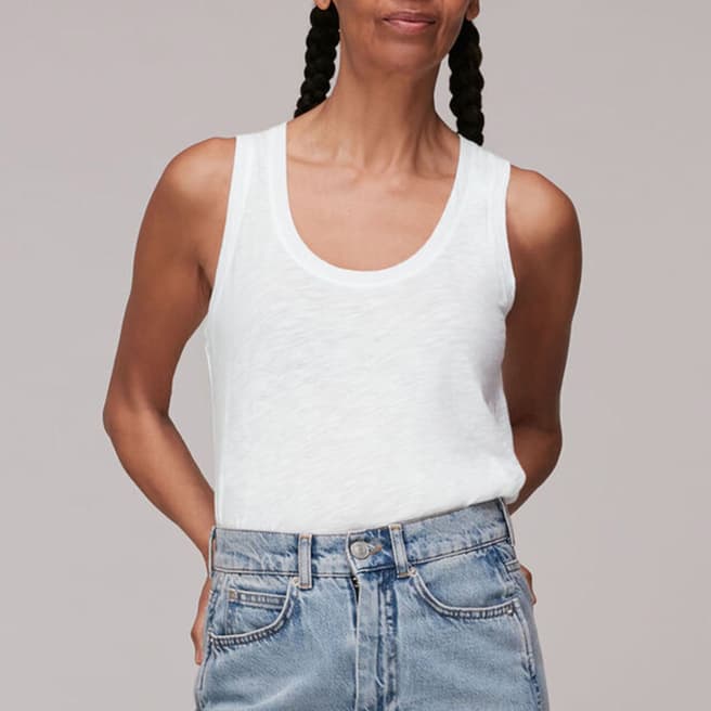 WHISTLES White Basic Vest Cotton Top