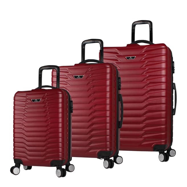 MyValice Claret Red 3 Piece Suitcase Set