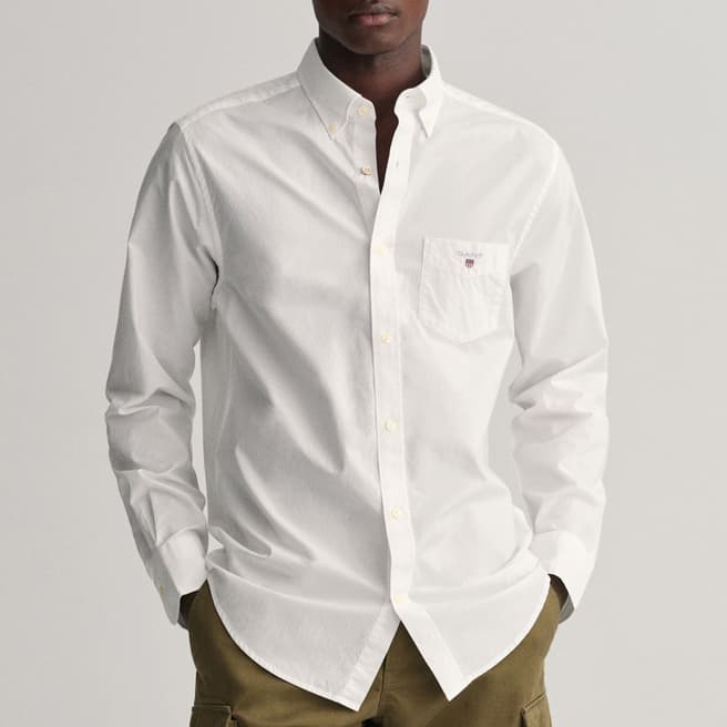 Gant White Regular Broadcloth Cotton Shirt