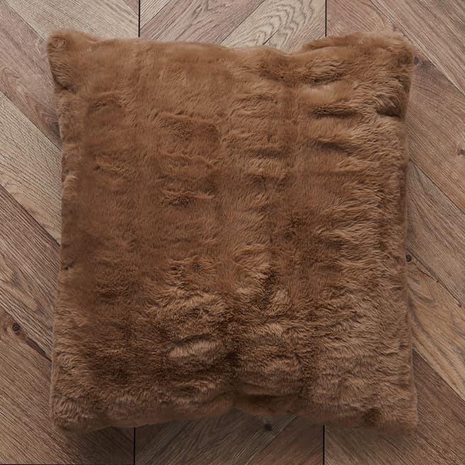 Cascade Ruched Faux Fur 45x45cm Cushion, Natural
