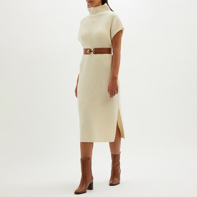 Polo Ralph Lauren Cream Wool Ribbed Dress