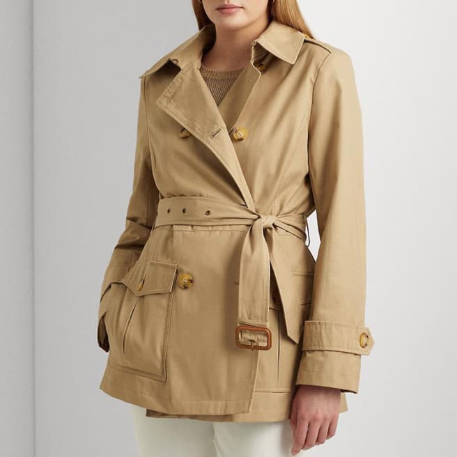 Lauren Ralph Lauren Tan Collared Mini Trench Coat