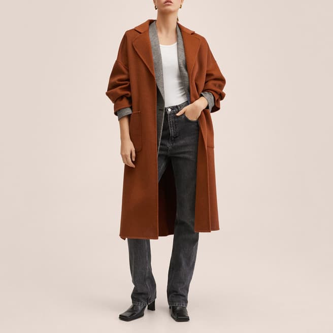 Mango Burnt Orange Wool Coat