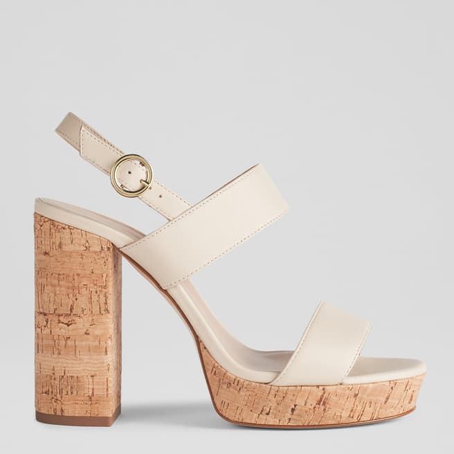 L K Bennett White Misty Cork Platform Heeeled Sandals