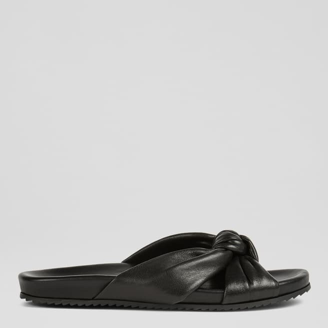 L K Bennett Black Valerie Bow Flat Sandals