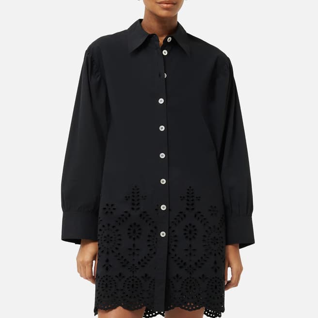 Jigsaw Black Broderie Cotton Shirt