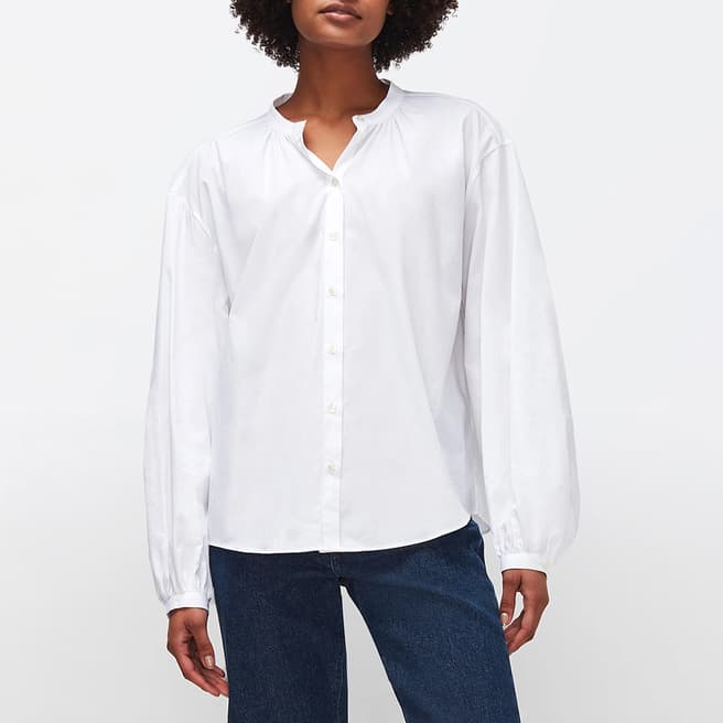 7 For All Mankind White Puff Sleeve Cotton Blouse