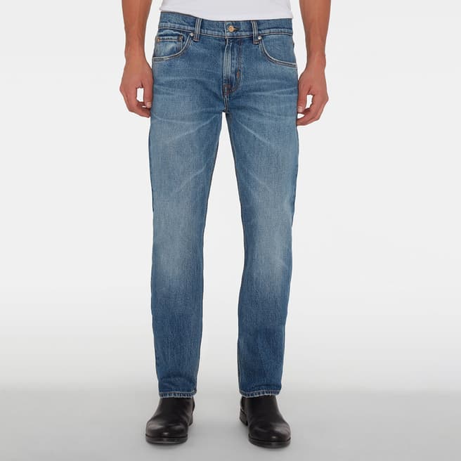7 For All Mankind Mid Blue Straight Stretch Jeans