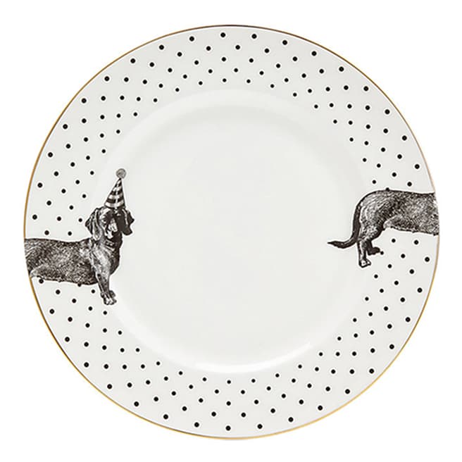 Yvonne Ellen Set of 6 Plate Party Pup Mono Dinner Plate