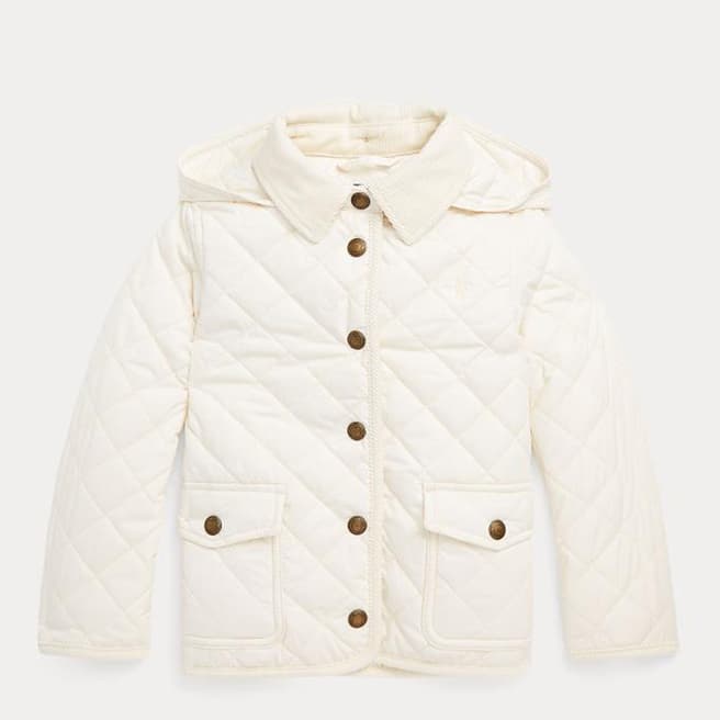 Polo Ralph Lauren Toddler Girl's White Peny Quilted Jacket