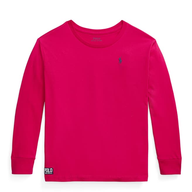 Polo Ralph Lauren Older Girl's Pink Jersey Long Sleeve Cotton T-Shirt
