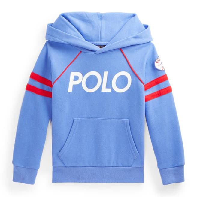 Polo Ralph Lauren Younger Girl's Blue Chest Logo Cotton Blend Hoodie