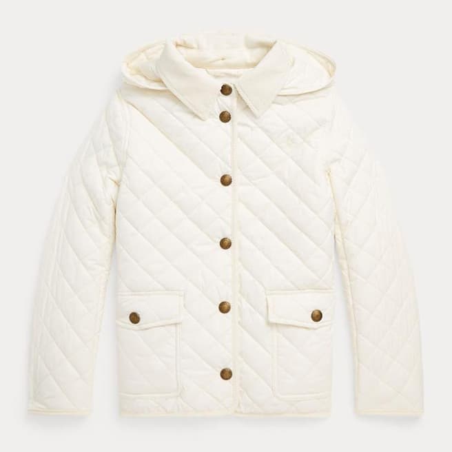 Polo Ralph Lauren Older Girl's White Peny Quilted Jacket