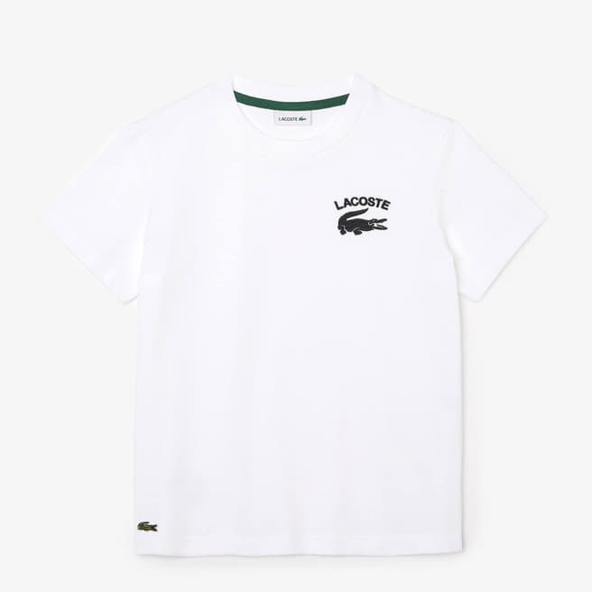 Lacoste Teen Boy's White Logo Crew Neck T-Shirt