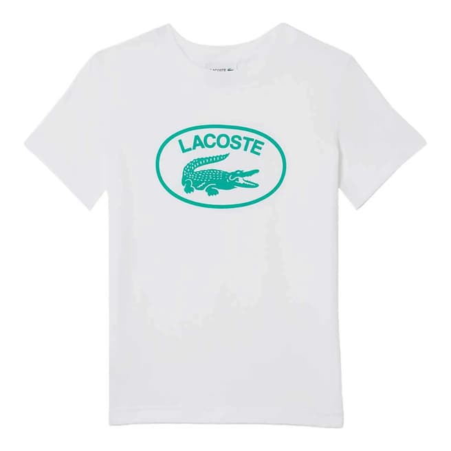 Lacoste Teen's White/Beige Logo T-Shirt