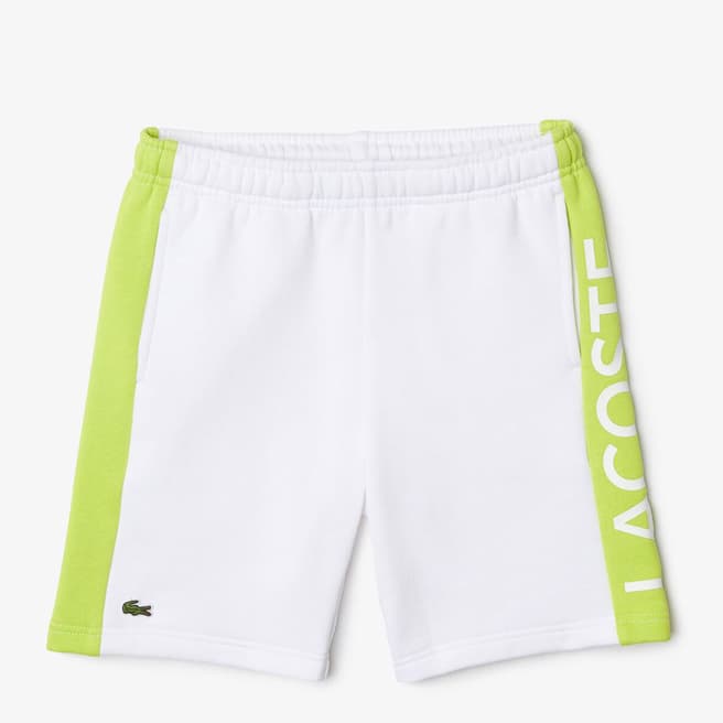 Lacoste Teen's White/Green Elasticated Shorts