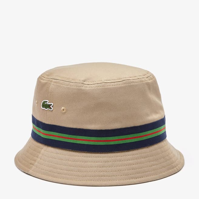 Lacoste Beige/Green Branded Bucket Hat