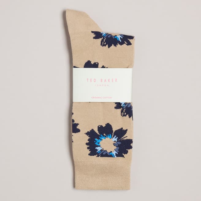 Ted Baker Natural Newflor Painted Floral Print Socks