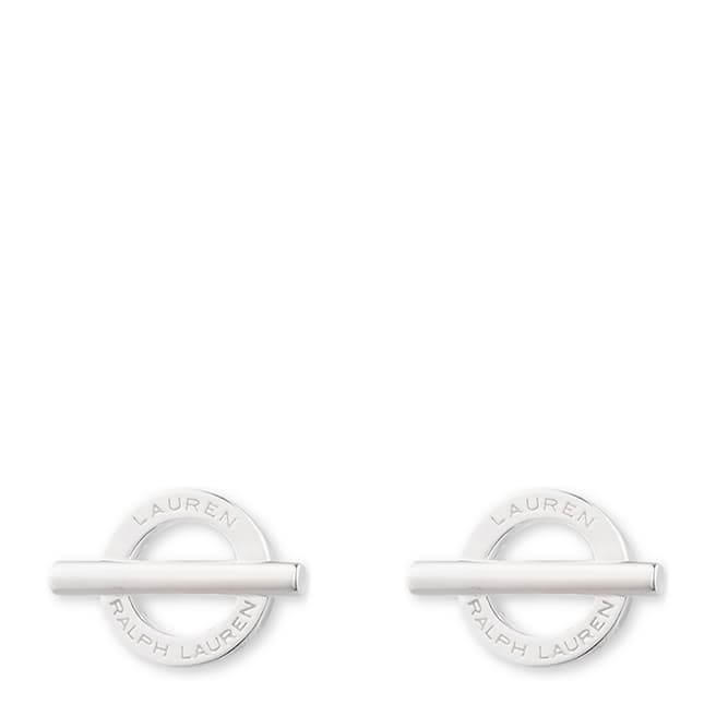 Ralph Lauren Silver Logo Toggle Stud Earrings