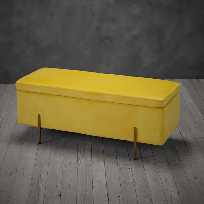 Furniture Interiors Lola Storage Ottoman, Mustard