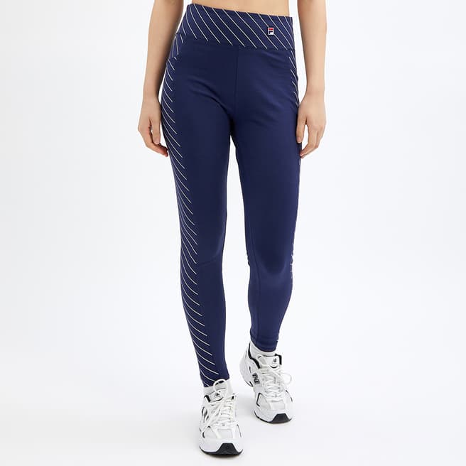 Fila Navy Claire Pinstripe Cotton Blend Leggings