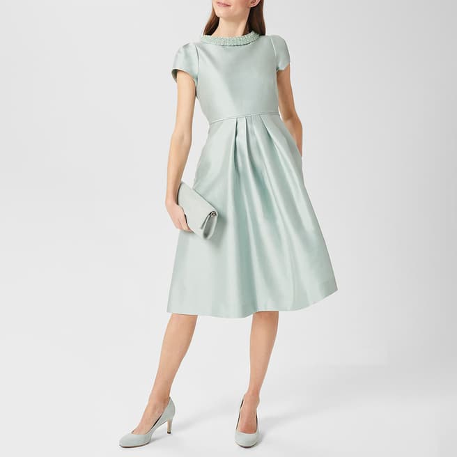 Hobbs London Mint Green Jocelyn Silk Blend Dress