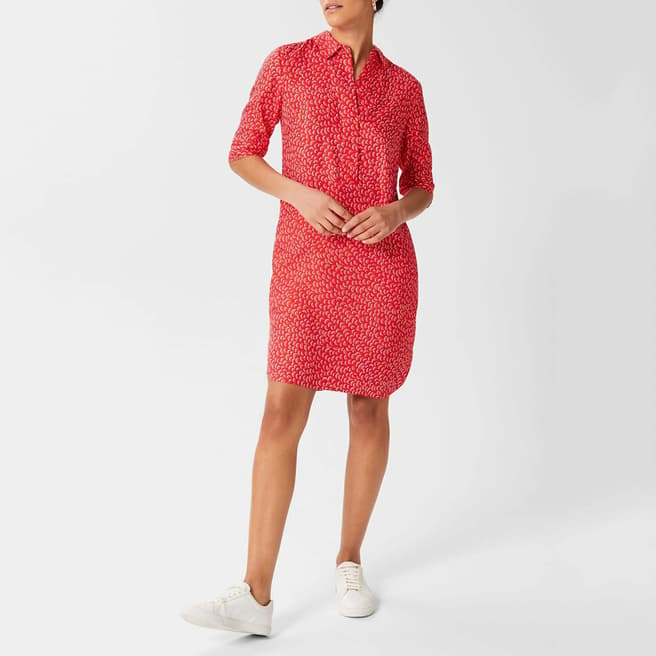 Hobbs London Red Marciella Pattern Dress