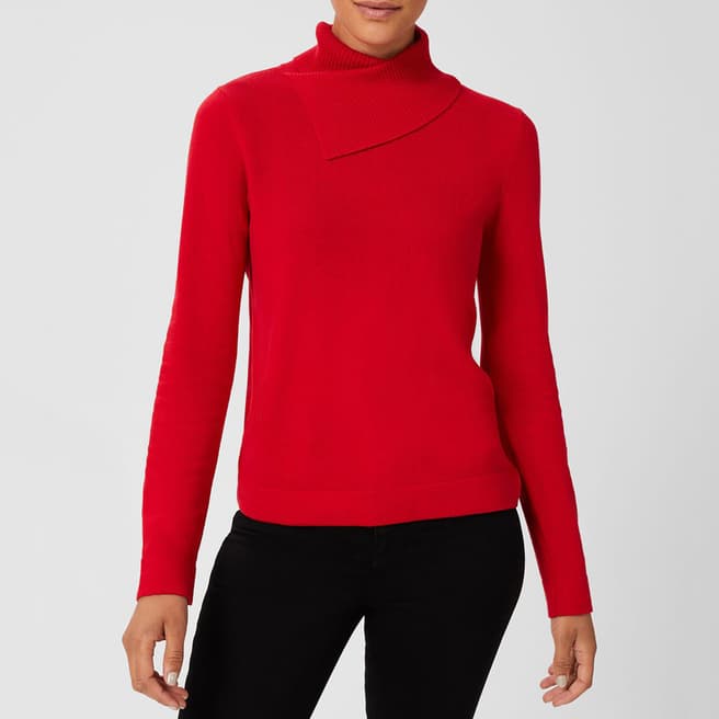 Hobbs London Red Courtney Turtle Neck Cashmere Blend Jumper