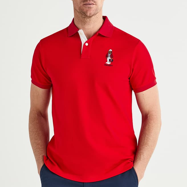 Hackett London Red Harry Embroidered Polo Shirt