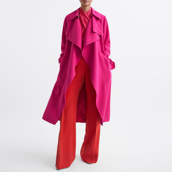 Reiss Pink Eden Wrap Coat