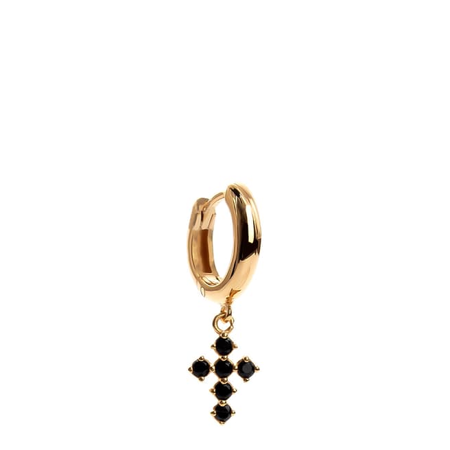 Augusta & George Gold Black Stone Unisex Single Drop Earring