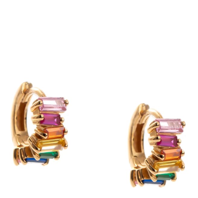 Augusta & George Gold Multi Multicoloured Huggie Earrings