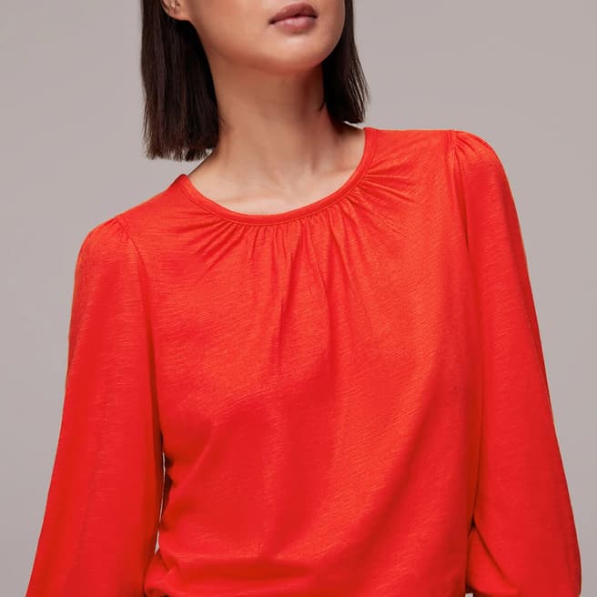 WHISTLES Red Deep Cuff Top