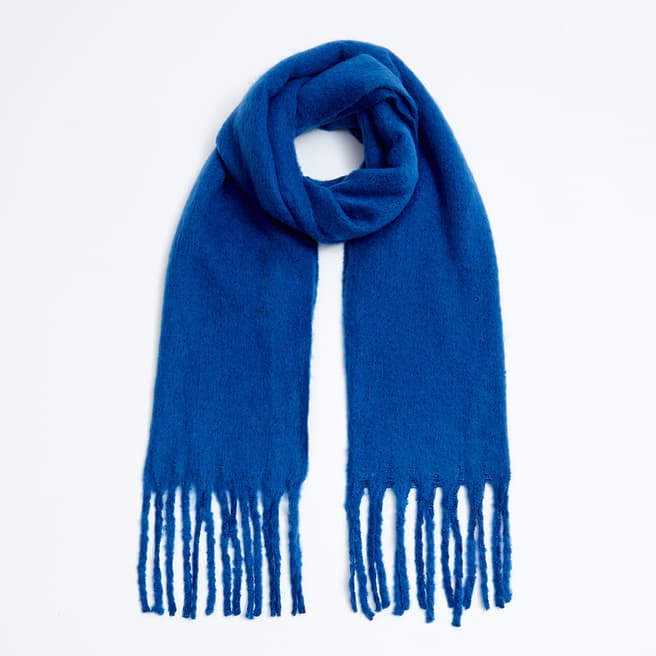 Laycuna London Fluffy Royal Blue Cashmere Blend Scarf