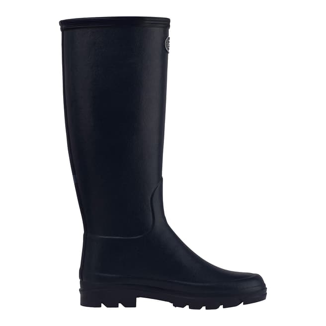 Le Chameau Women's Black Iris Jersey Lined Wellington Boots