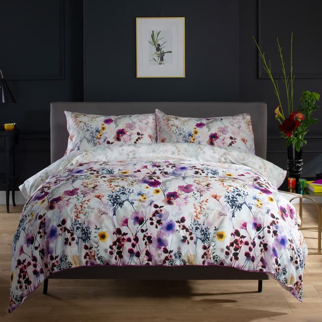 The Lyndon Company Watercolour Floral Lavender Duvet Set Single