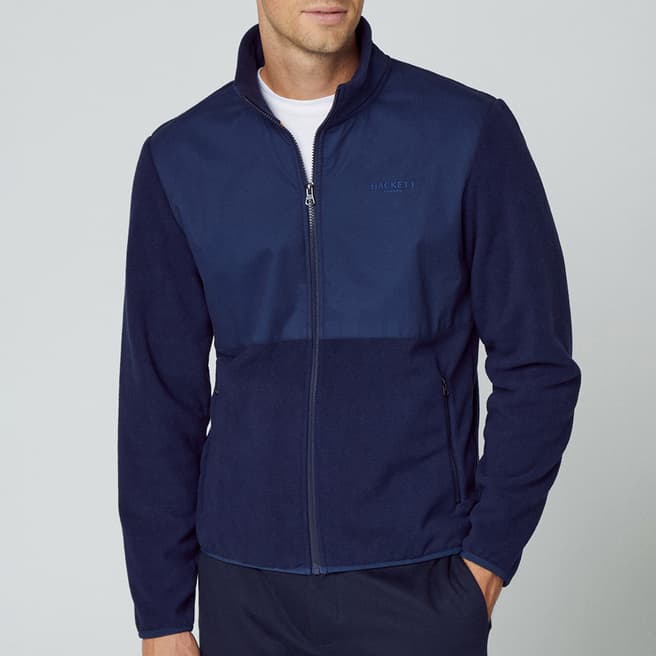 Hackett London Navy Branded Fleece Jacket